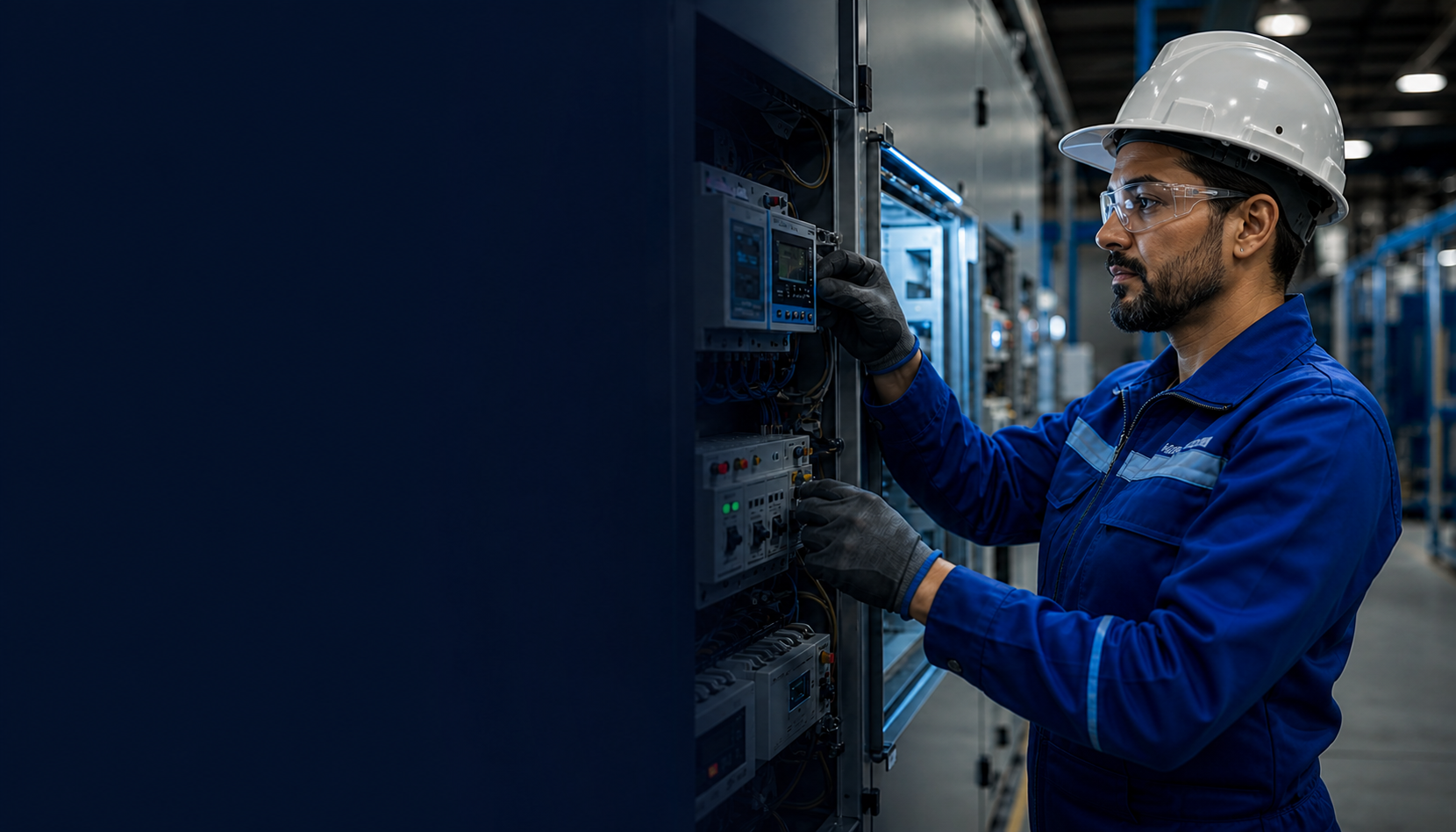 Especialista técnico em serviço de gestão de energia em uma instalação industrial